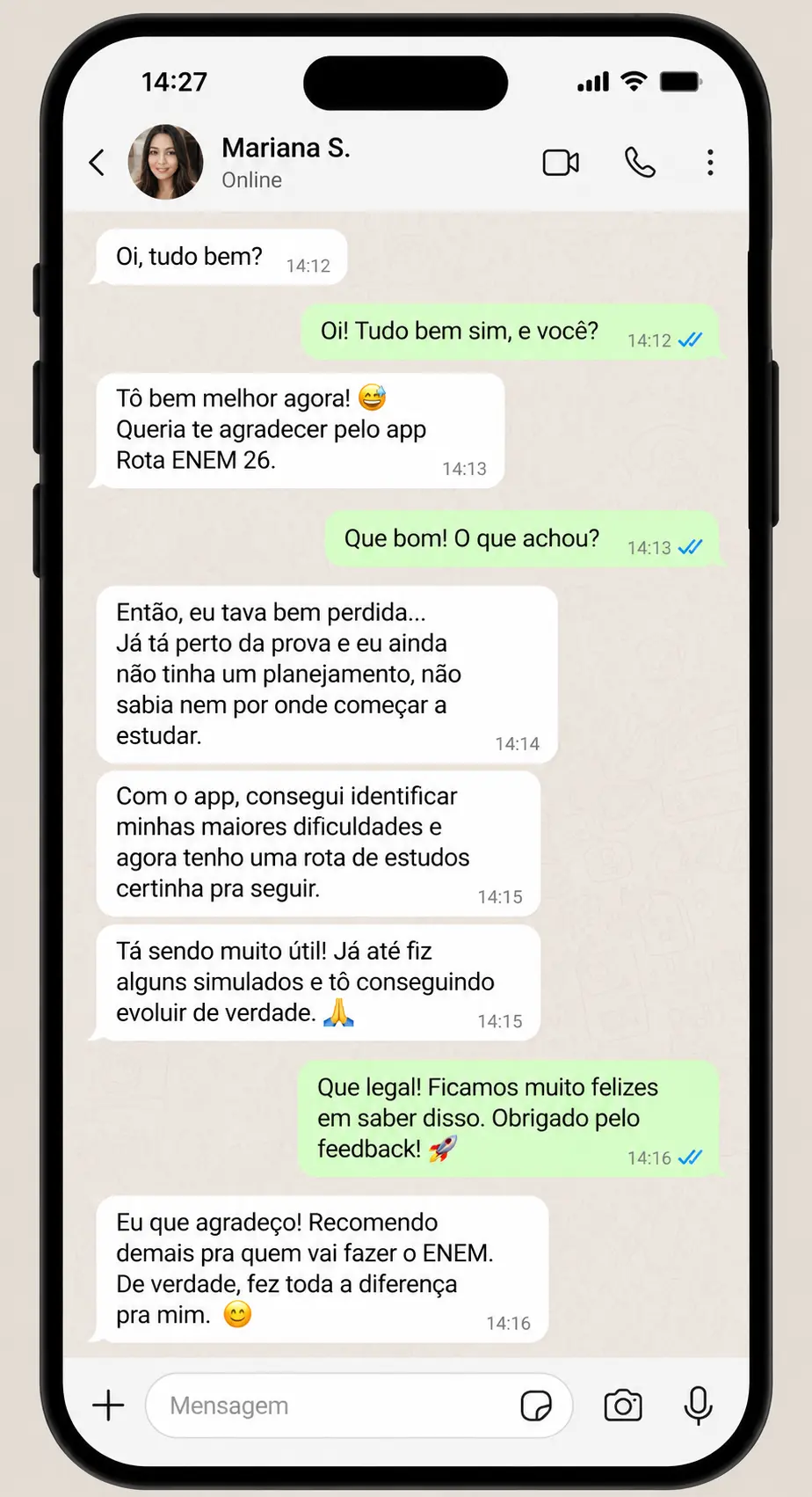 Depoimento de aluno sobre o Rota ENEM 2026